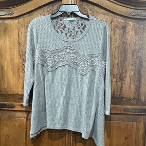 Maurices Lace Accent Gray Blouse